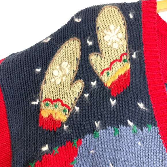 Christopher & Banks Vtg Y2k Ice Skating Cardigan Large Hand Embroidered Cotton - Picture 5 of 12